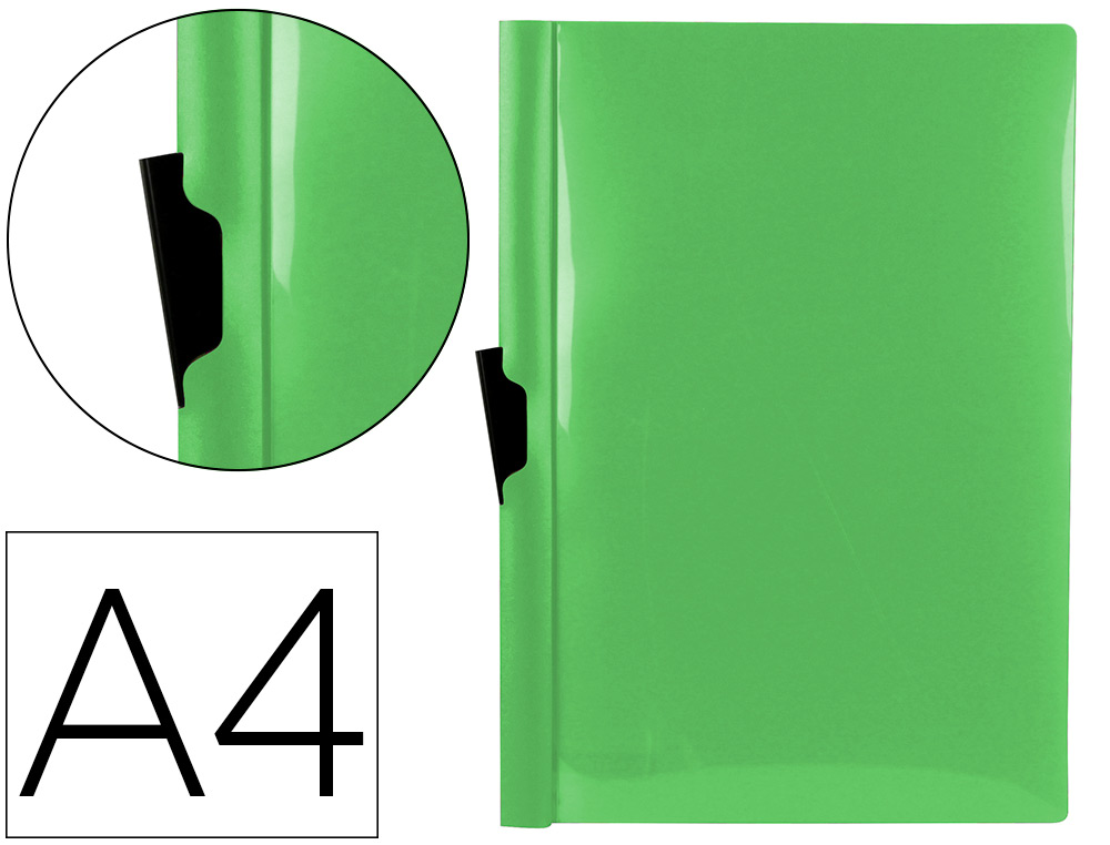 Carpeta dossier pinza lateral Liderpapel A4 polipropileno verde manzana 30 hojas